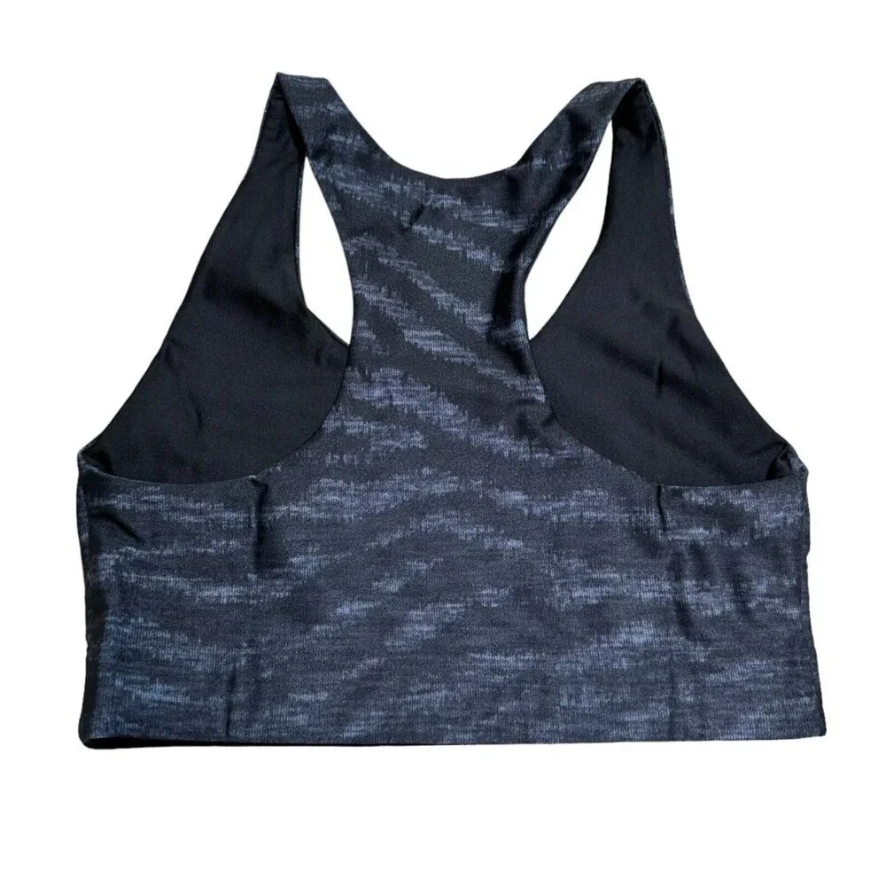 TEREZ Womens Size M Show Your‎ Stripes Black Grey Sports Bra NWT